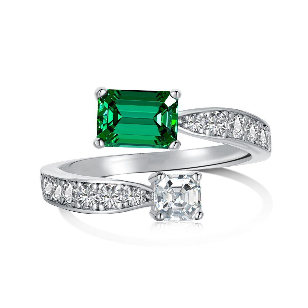 EMERALD S925 Sterling Silver AAAAA Lab Zircon Super Sparkling Diamond Ring Promising Ring Fashion Women's Ring