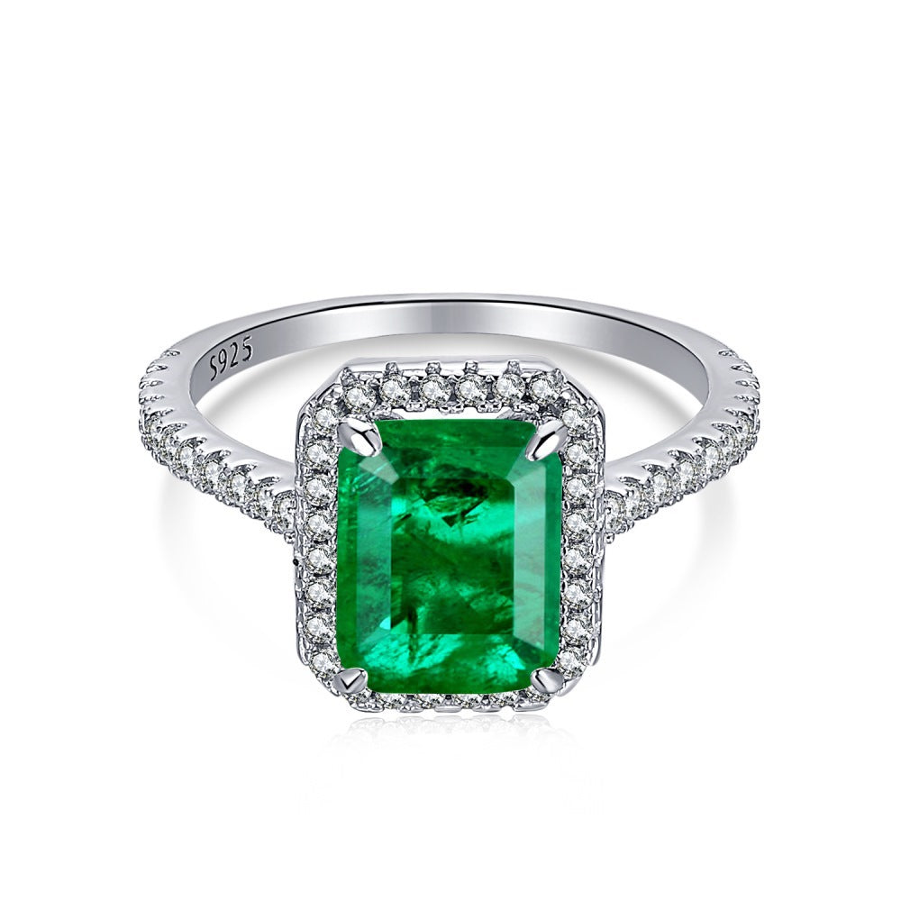 EMERALD S925 Sterling Silver AAAAA Lab Zircon Super Sparkling Diamond Ring Promising Ring Fashion Women's Ring