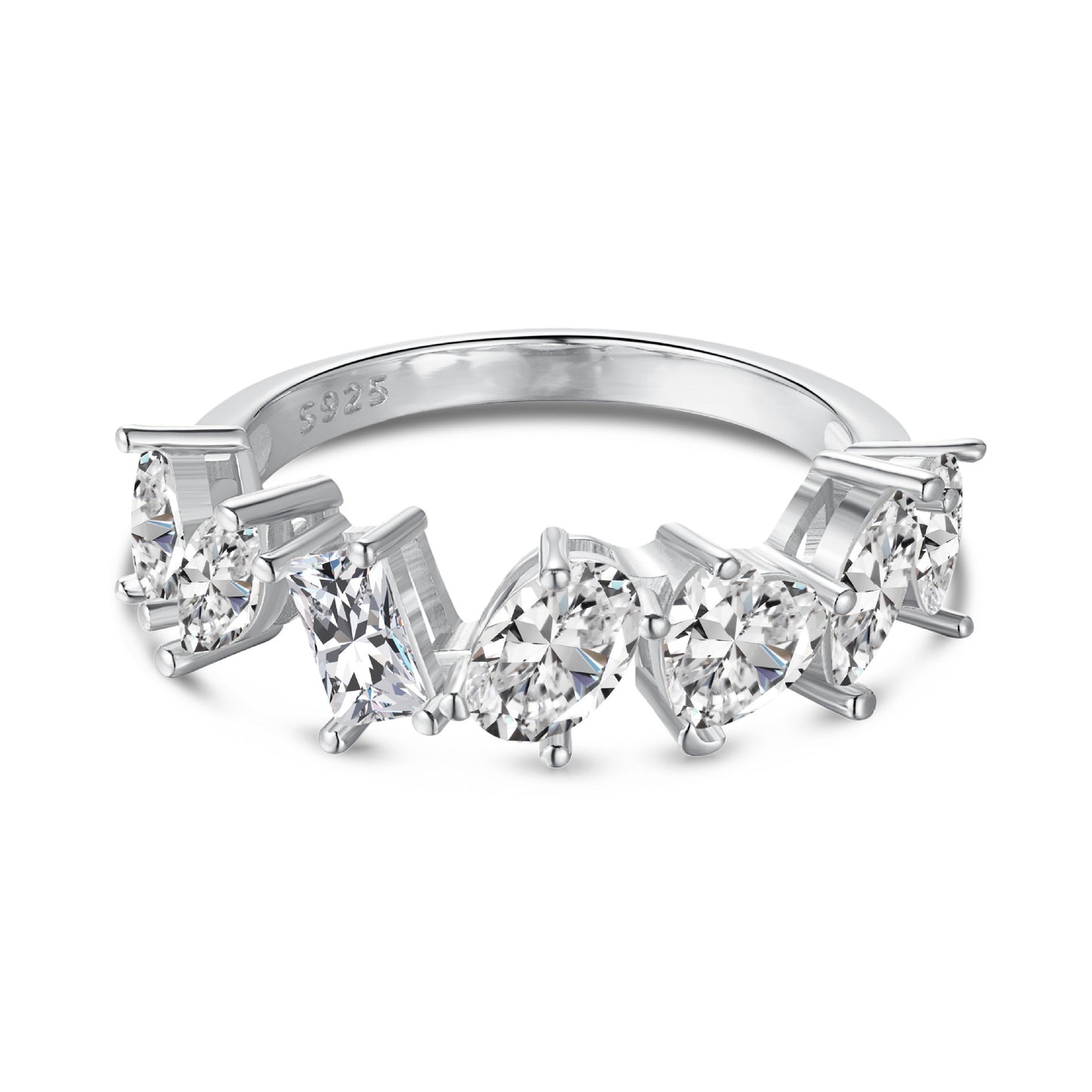 S925 Sterling Silver AAAAA Lab Zircon Super Sparkling Diamond Ring Fashion Women's Ring