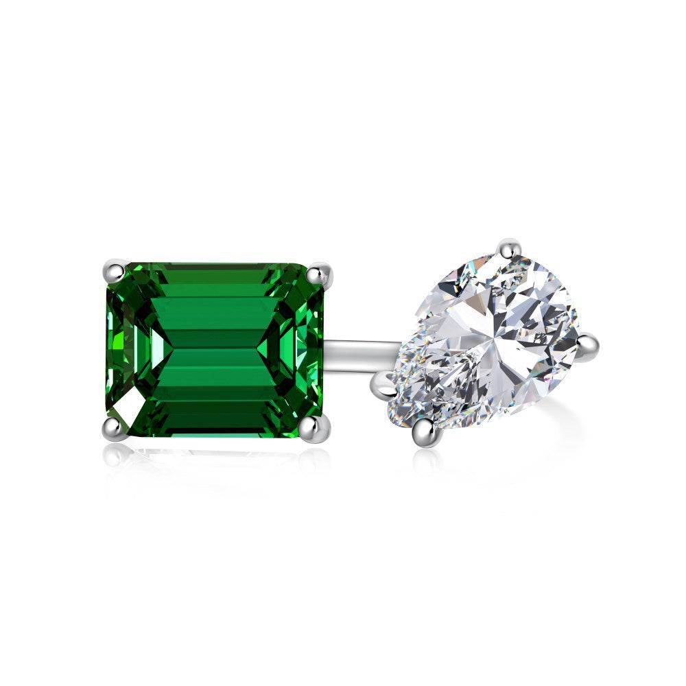 EMERALD S925 Sterling Silver AAAAA Lab Zircon Super Sparkling Diamond Ring Promising Ring Fashion Women's Ring