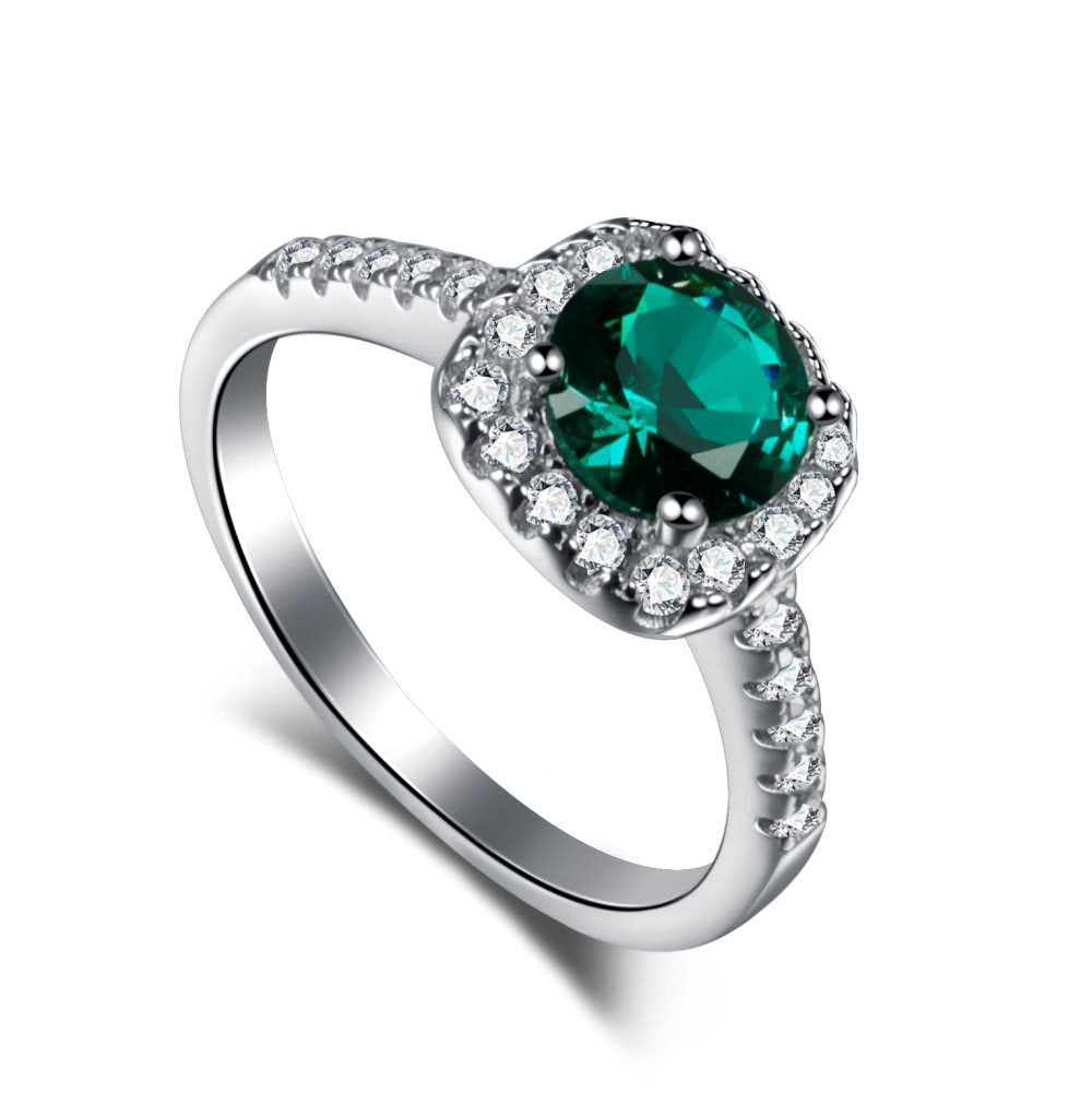 EMERALD S925 Sterling Silver AAAAA Lab Zircon Super Sparkling Diamond Ring Promising Ring Fashion Women's Ring