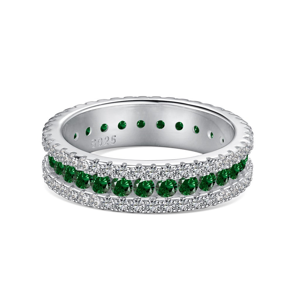 EMERALD S925 Sterling Silver AAAAA Lab Zircon Super Sparkling Diamond Ring Promising Ring Fashion Women's Ring