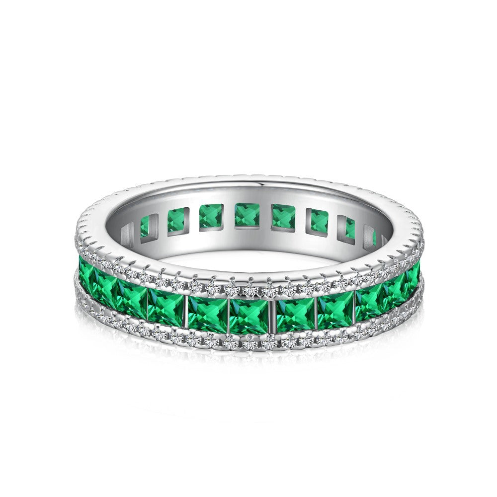 EMERALD S925 Sterling Silver AAAAA Lab Zircon Super Sparkling Diamond Ring Promising Ring Fashion Women's Ring