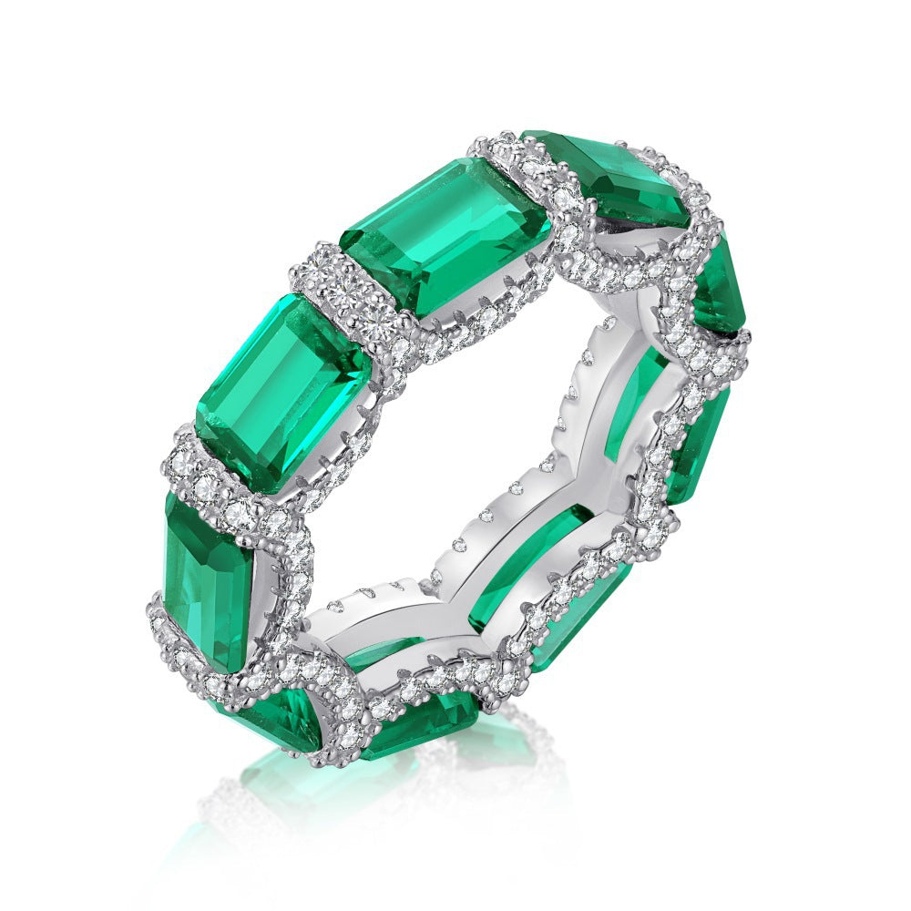 EMERALD S925 Sterling Silver AAAAA Lab Zircon Super Sparkling Diamond Ring Promising Ring Fashion Women's Ring