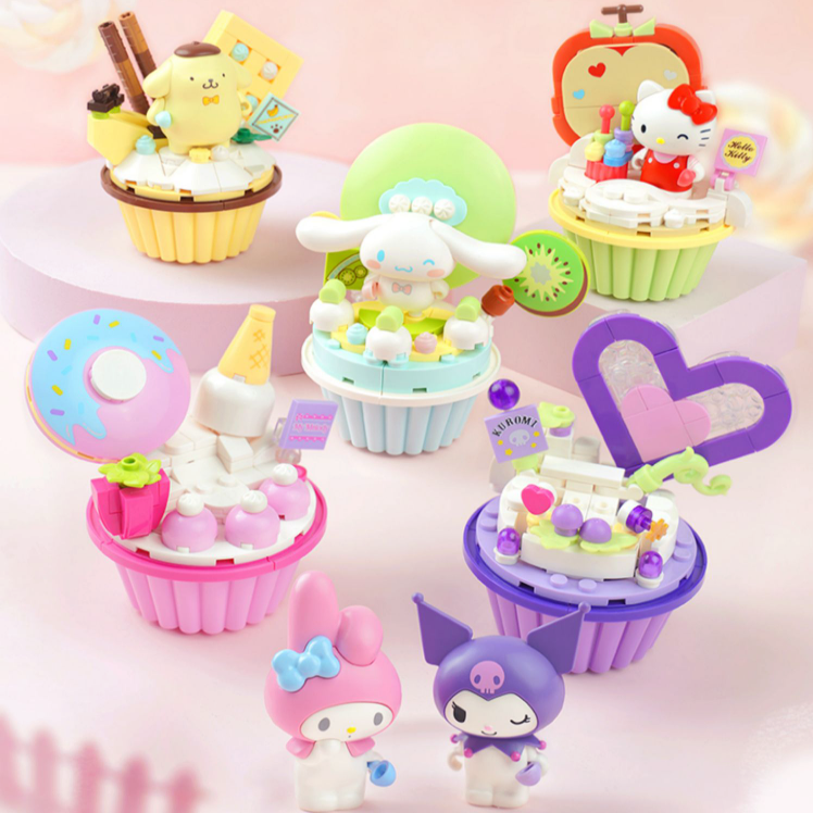 Sanrio Cupcake Building Blocks decorative doll Series Blind Box Doll for ages 15+