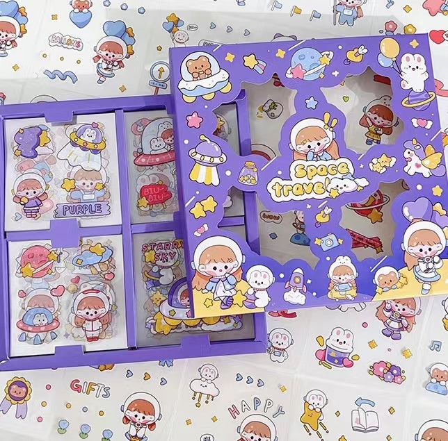 Cute Kawaii 100 Sheets 600+ PET Transparent Cartoon Stickers for ages 15+