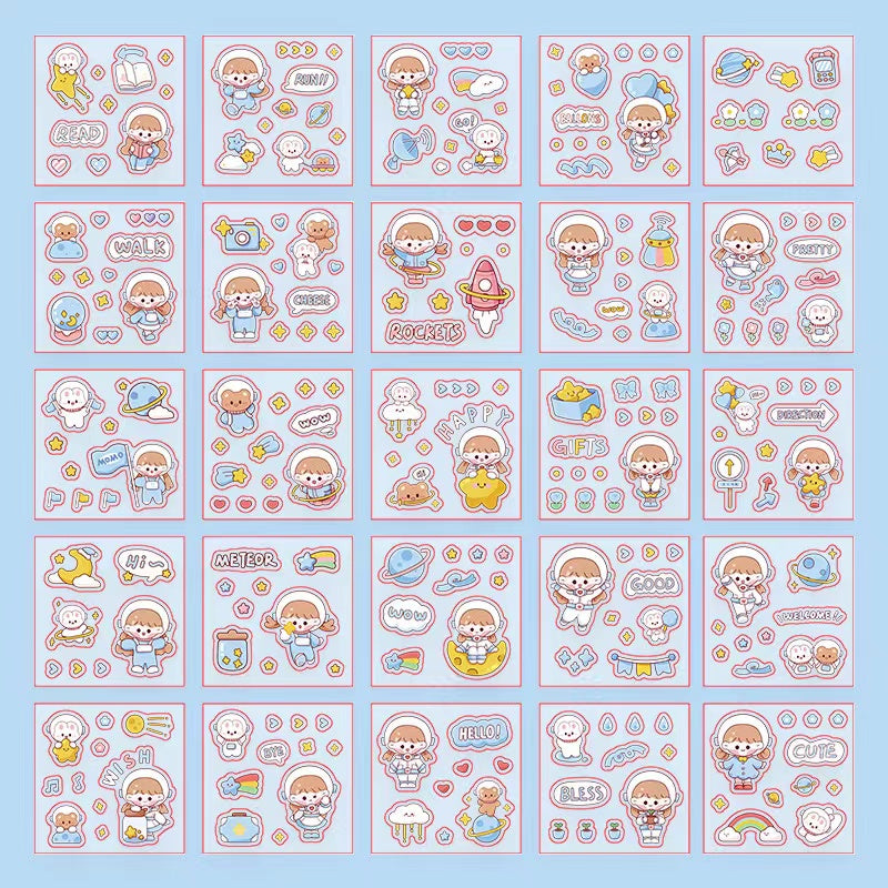 Cute Kawaii 100 Sheets 600+ PET Transparent Cartoon Stickers for ages 15+