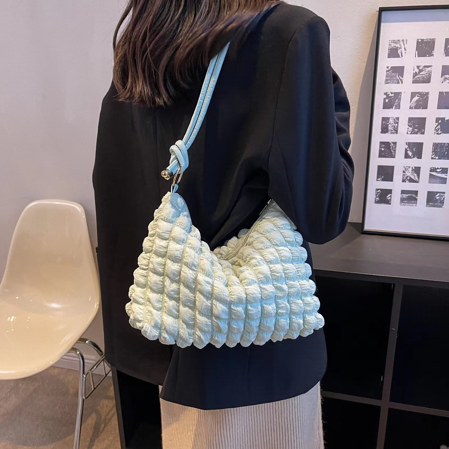 Women Shoulder Tote Bag Pleated Cloud Shopping Handbag for ages 15+