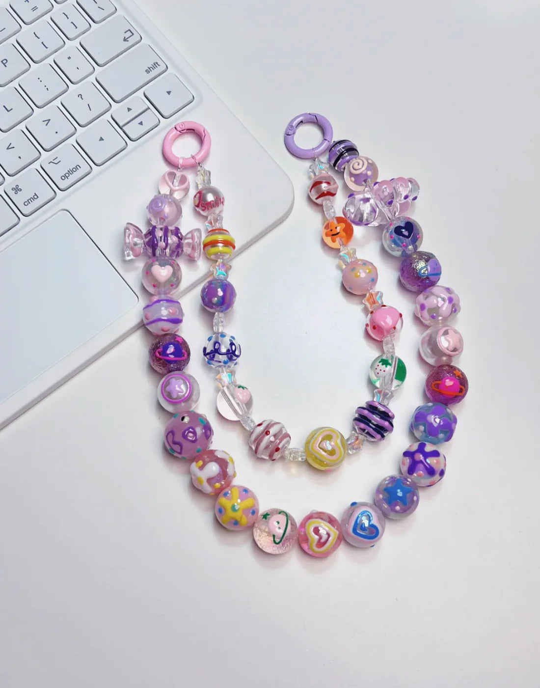 multi-use beaded phone strap bag strap decorative accs. (spring clip ends) for ages 15+