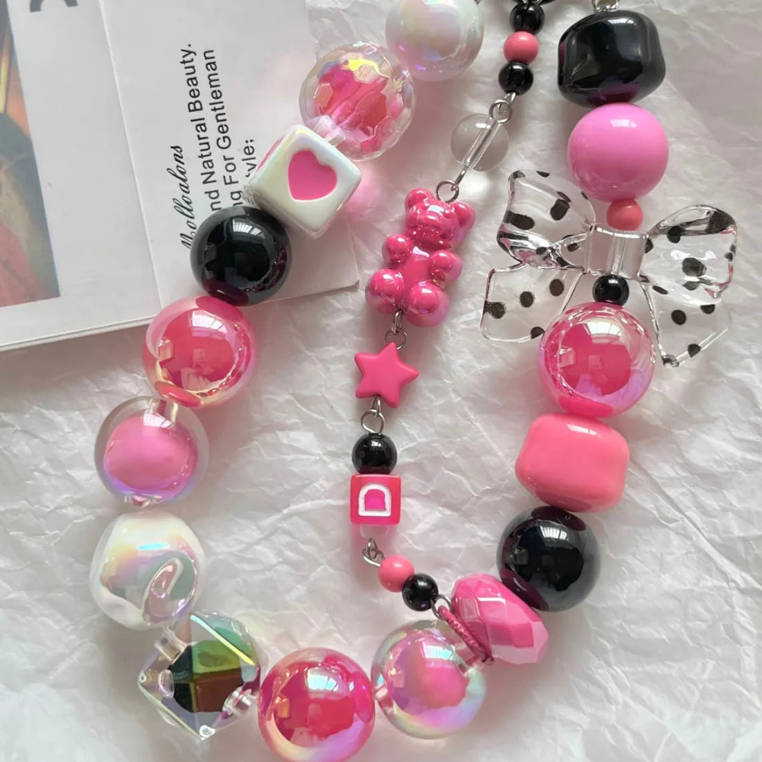 multi-use beaded phone strap bag strap decorative accs. (spring clip ends) for ages 15+