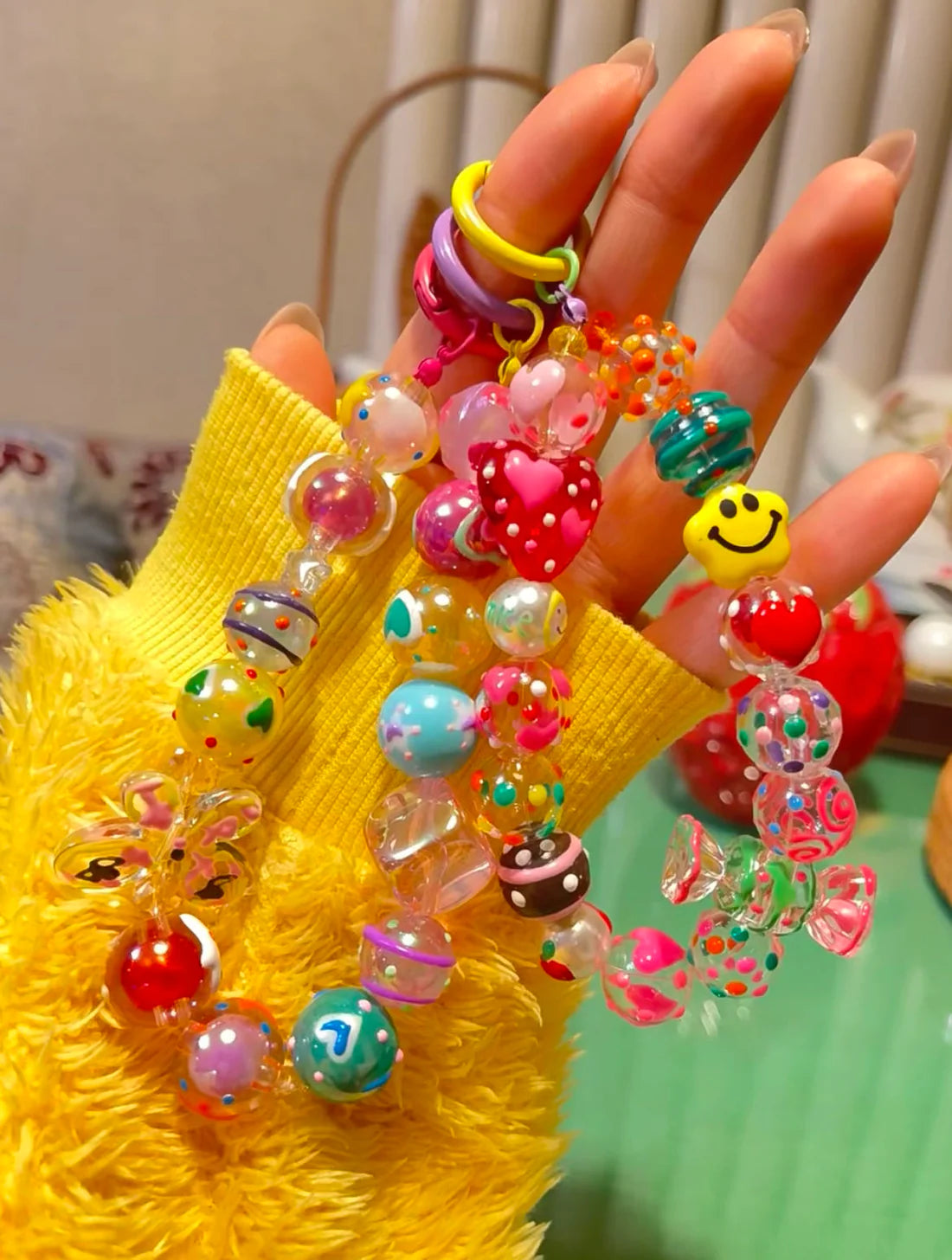 multi-use beaded phone strap bag strap decorative accs. (spring clip ends) for ages 15+