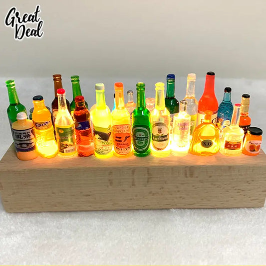 DIY bottle miniature night lamp base, LED Lights Display Base littleB_s_miniworld