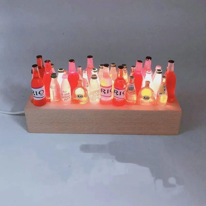 DIY bottle miniature night lamp base, LED Lights Display Base littleB_s_miniworld