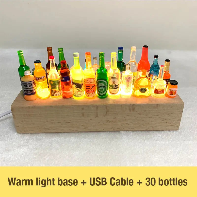 DIY bottle miniature night lamp base, LED Lights Display Base littleB_s_miniworld
