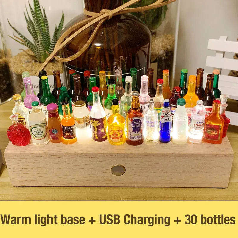 DIY bottle miniature night lamp base, LED Lights Display Base littleB_s_miniworld