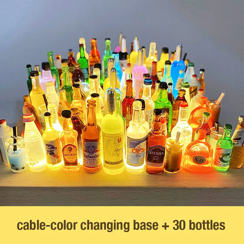 DIY bottle miniature night lamp base, LED Lights Display Base littleB_s_miniworld