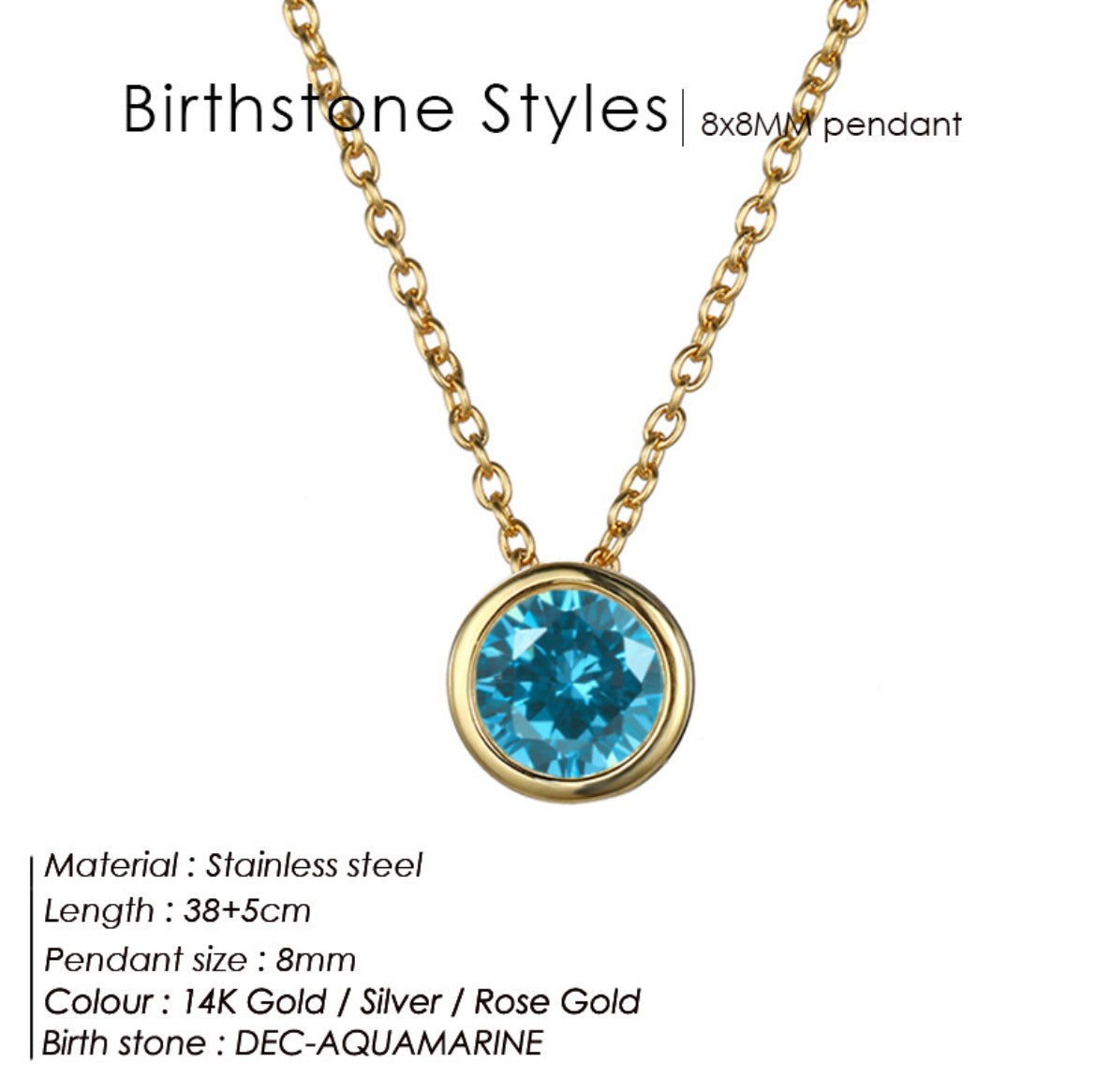 Birthstone Necklace Pendant Dainty Necklace for Women